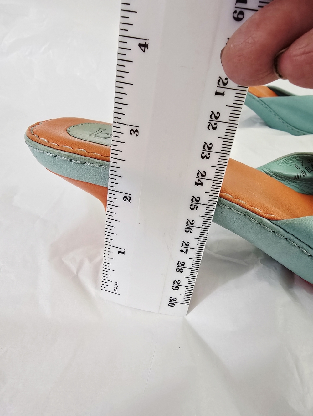 Bolo Two-Tone Sz 8.5 Orange & Teal Slide Sandals - Picture 6 of 7